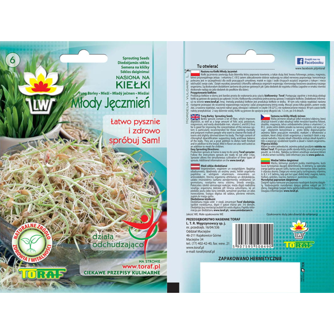 Jęczmień młody nasiona na kiełki 30g - TORAF