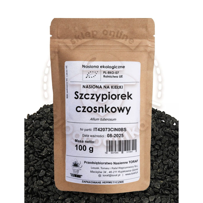 Szczypiorek Czosnkowy nasiona na kiełki Ekologiczne 100g - TORAF