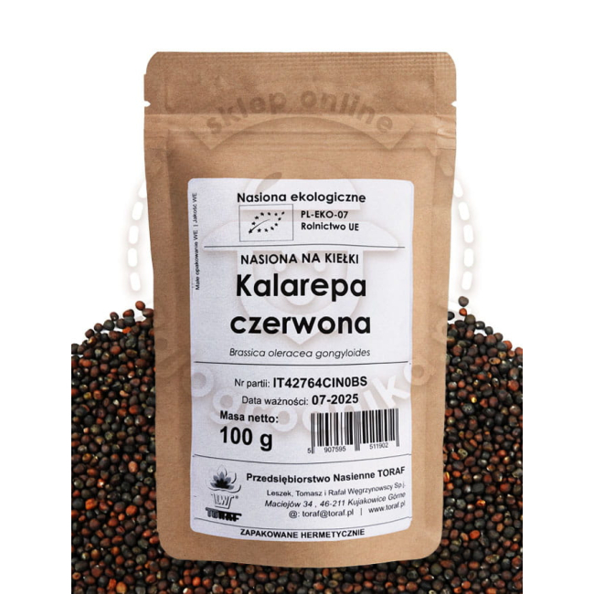 Kalarepa Czerwona nasiona na kiełki Ekologiczne 100g - TORAF