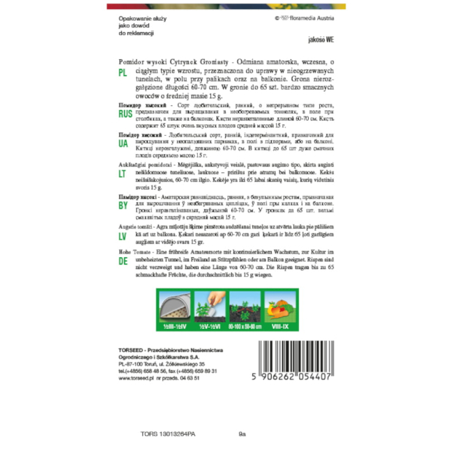 Pomidor Cytrynek Groniasty nasiona 0,1g - TORSEED