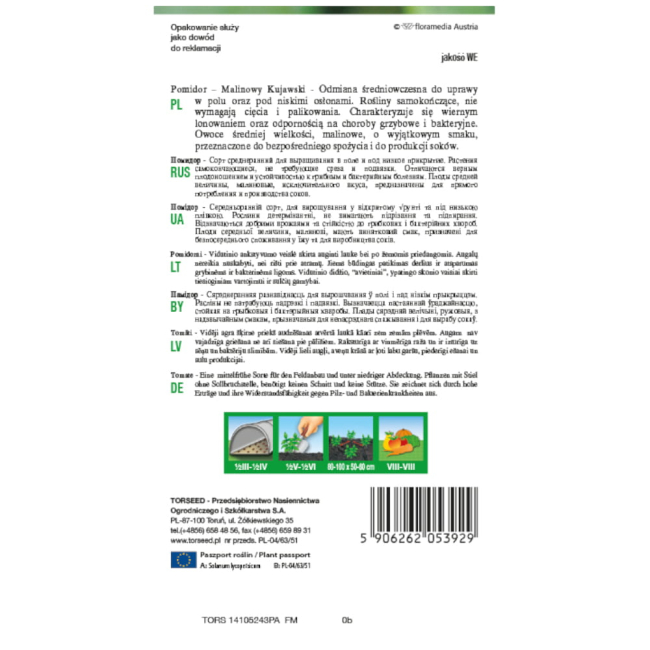 Pomidor Malinowy Kujawski 0,2g nasiona TORSEED