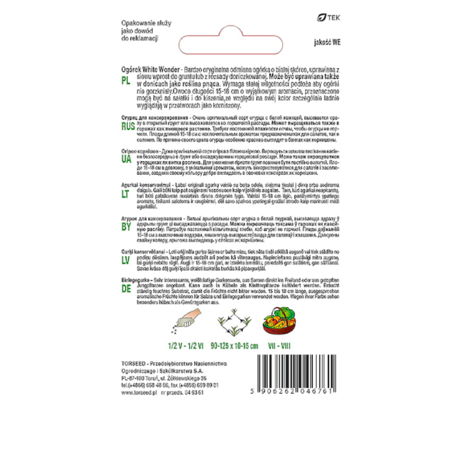 Ogórek White Wonder biały nasiona 1g - TORSEED