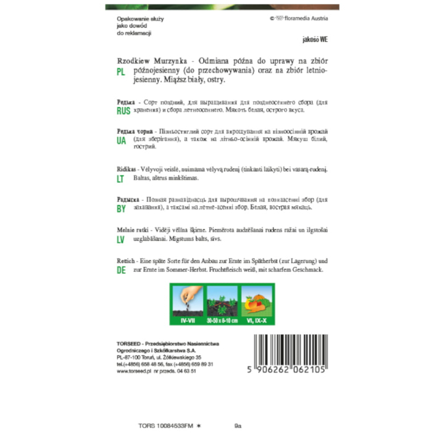 Rzodkiew Murzynka nasiona 5g - TORSEED