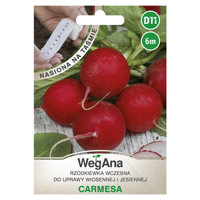 Rzodkiewka Carmesa  nasiona na taśmie 6 m - WegAna