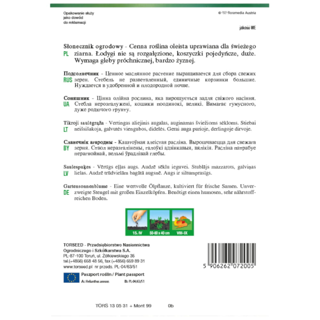 Słonecznik ogrodowy nasiona 10g - TORSEED