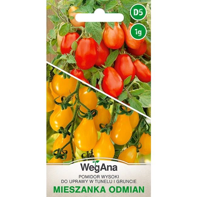 Pomidor wysoki do tunelu i gruntu mieszanka odmian typu cherry o owocach w kształcie gruszki 1g - WegAna